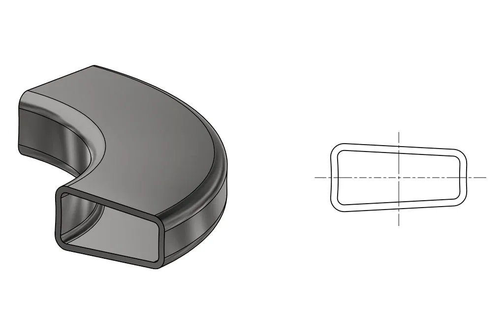 Deformación de un tubo rectangular curvado